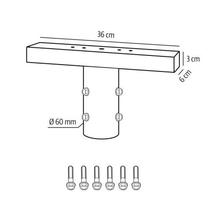 Montagebeugel voor buitenverlichting BASE, Ø 60 mm, zwart