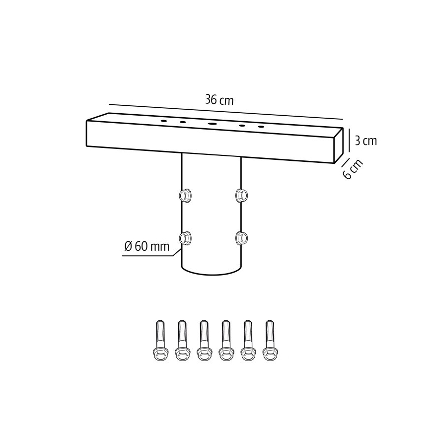 Montagebeugel voor buitenverlichting BASE, Ø 60 mm, zwart