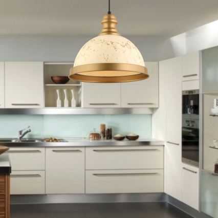 MONZA hanglamp 1xE27/40W/230V diameter 29 cm crème/bronze