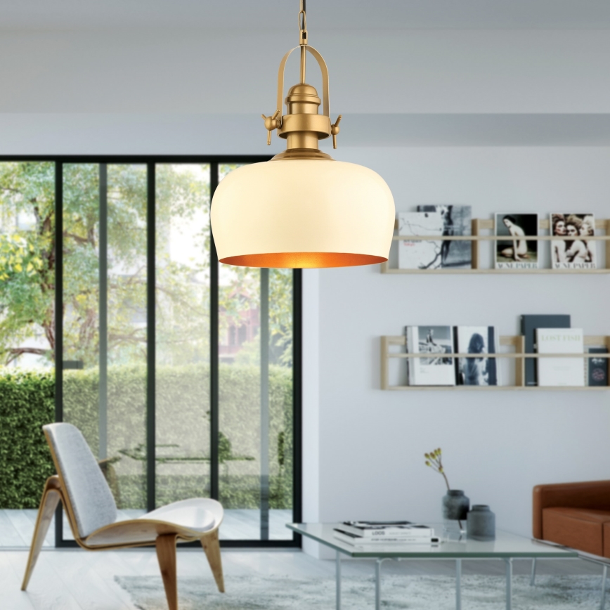MONZA hanglamp 1xE27/40W/230V, diameter 30 cm, crème/bronze