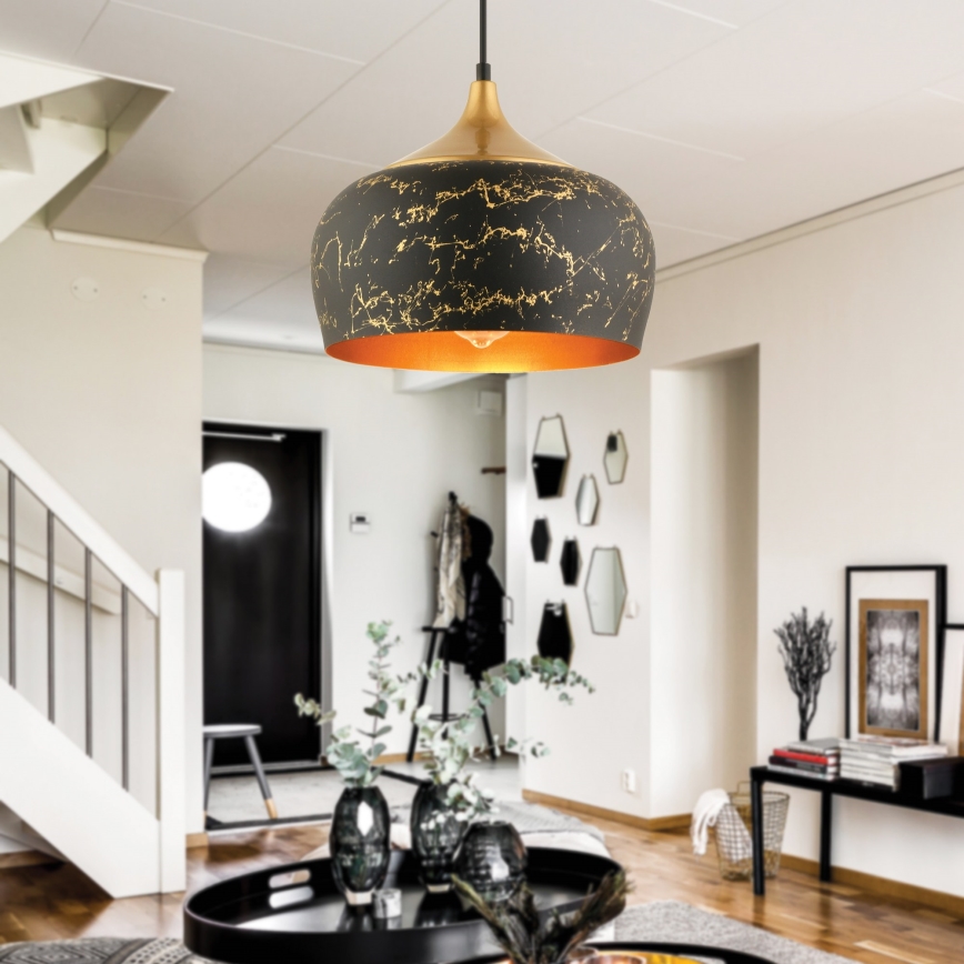 MONZA hanglamp 1xE27/40W/230V, diameter 30 cm, zwart/bronze