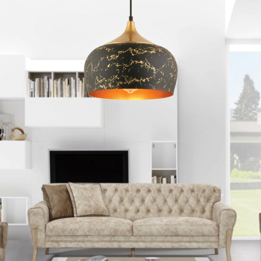 MONZA hanglamp 1xE27/40W/230V, diameter 30 cm, zwart/bronze