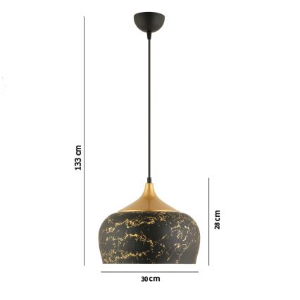MONZA hanglamp 1xE27/40W/230V, diameter 30 cm, zwart/bronze