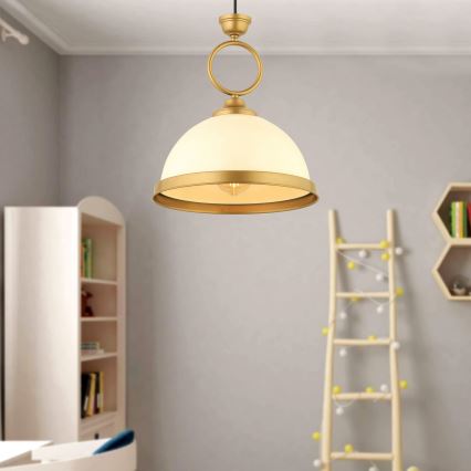 MONZA hanglamp 1xE27/40W/230V Ø 26 cm crèmekleurig/bronze