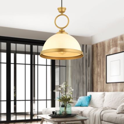 MONZA hanglamp 1xE27/40W/230V Ø 26 cm crèmekleurig/bronze
