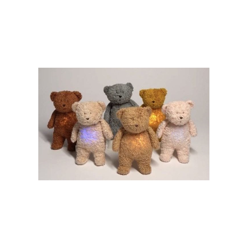 Moonie - Knuffelbeer met melodie en lampje grijs