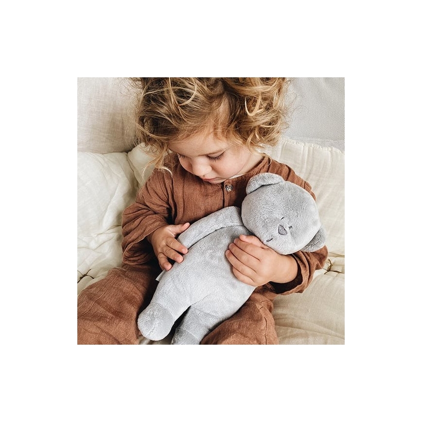 Moonie - Knuffelbeer met melodie en lampje zilver