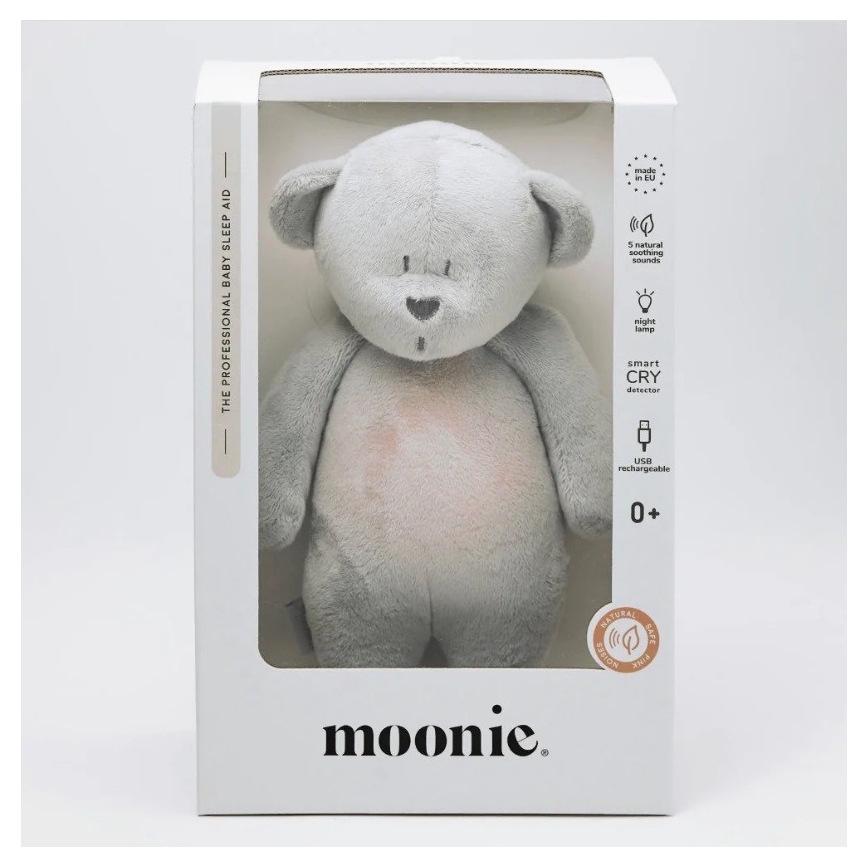 Moonie - Knuffelbeer met melodie en lampje zilver