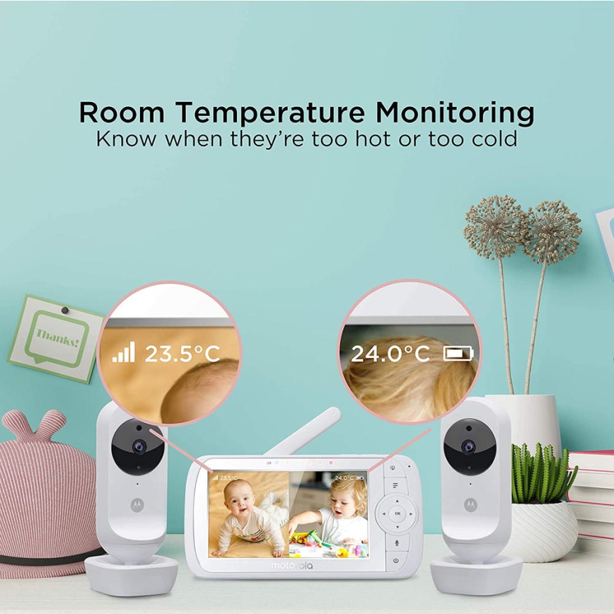 Motorola VM35-2 - Oplaadbare babyfoon met 2 camera's, 2000 mAh