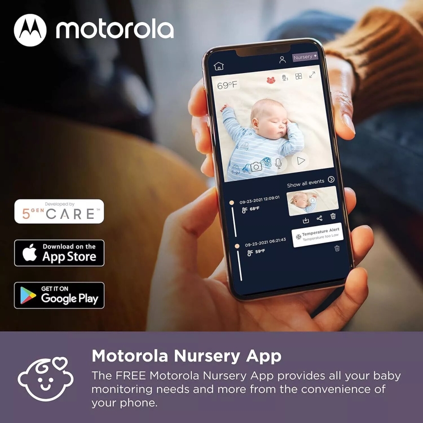 Motorola VM65X - Slimme oplaadbare babyfoon Wi-Fi