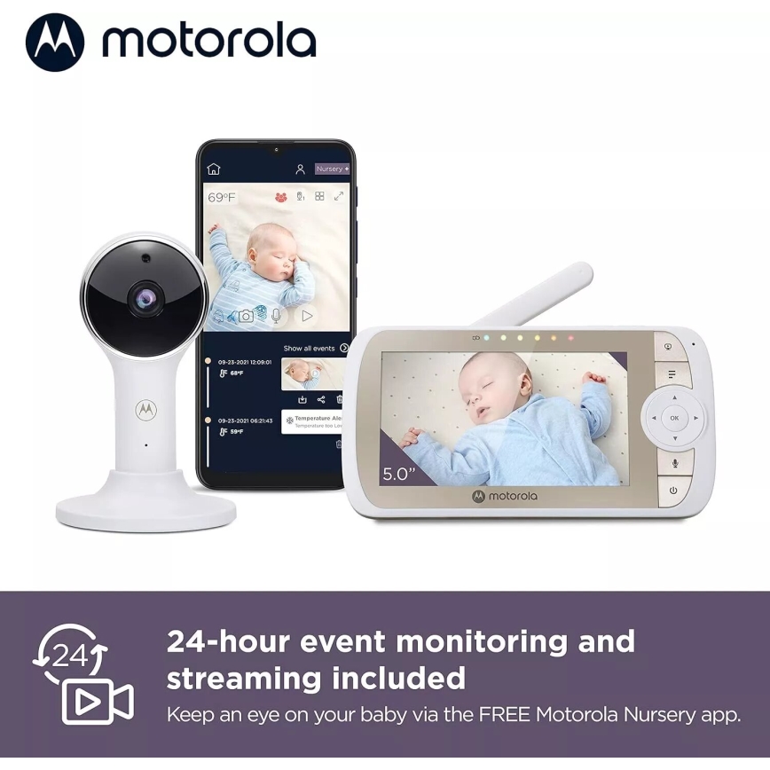 Motorola VM65X - Slimme oplaadbare babyfoon Wi-Fi