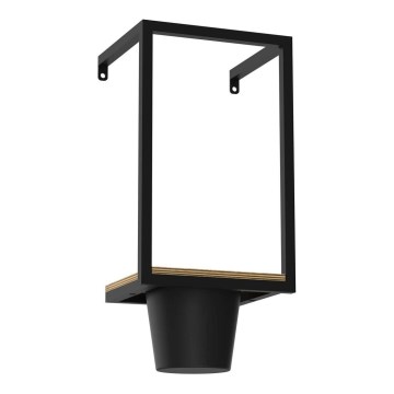 Muur bloempot 38x18 cm zwart