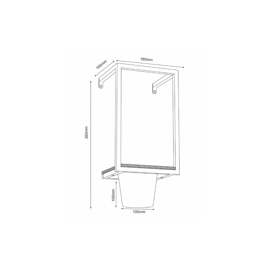 Muur bloempot 38x18 cm zwart