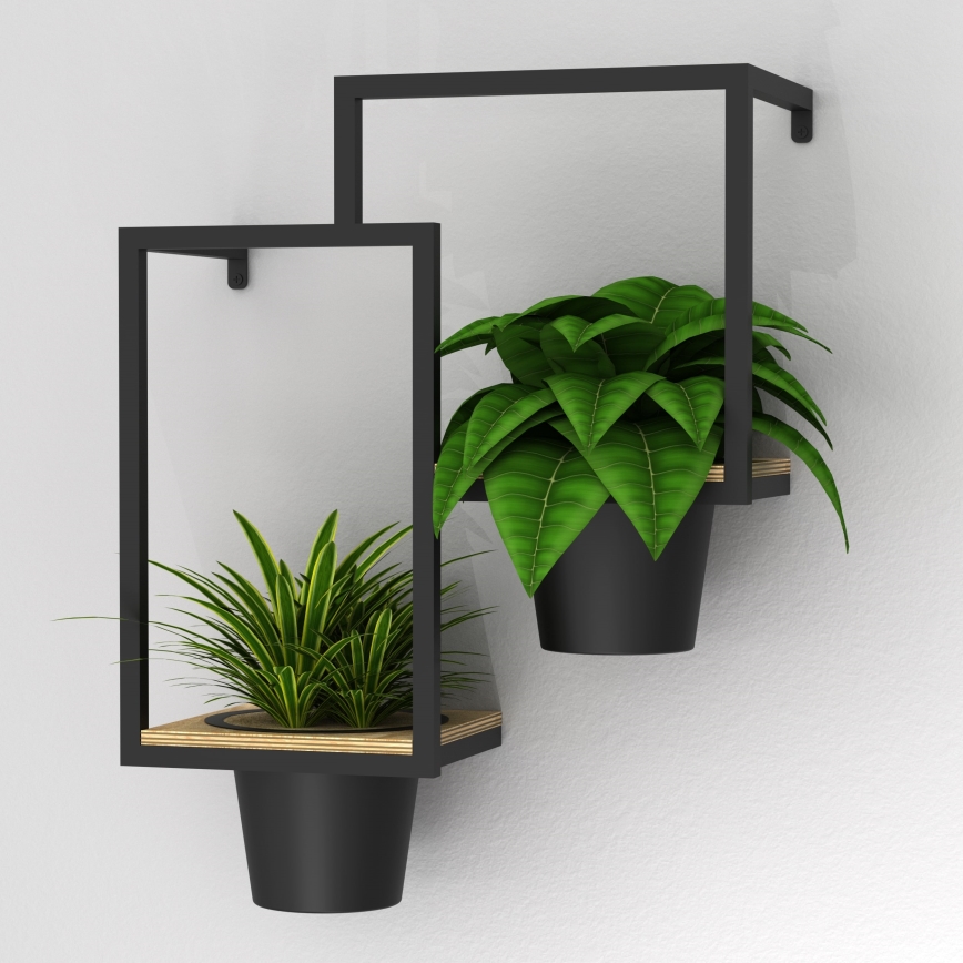 Muur bloempot 46x36 cm zwart