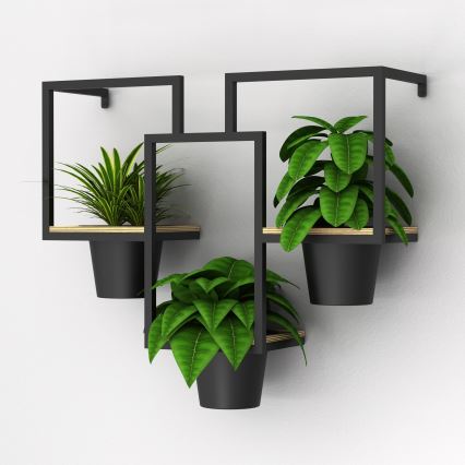 Muur bloempot 46x53 cm zwart