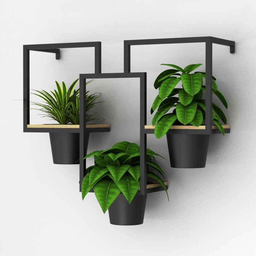 Muur bloempot 46x53 cm zwart