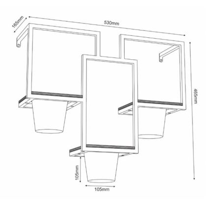 Muur bloempot 46x53 cm zwart