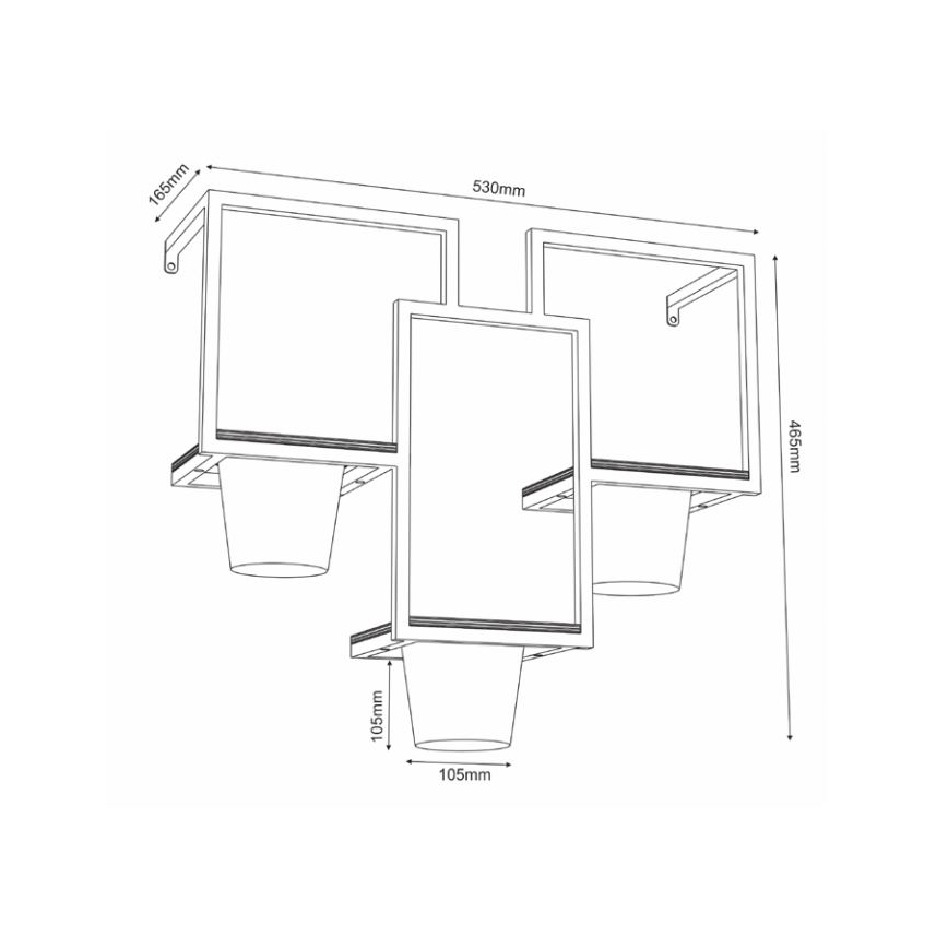 Muur bloempot 46x53 cm zwart