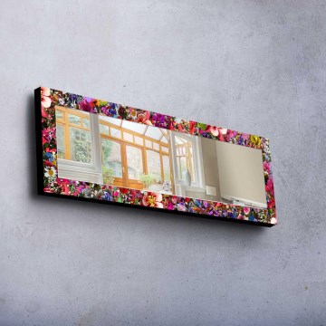 muur spiegel 120x40 cm grenen/bloemen