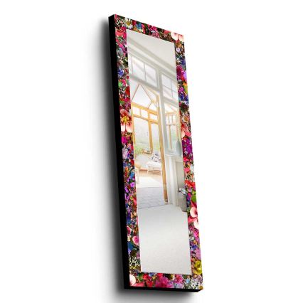 muur spiegel 120x40 cm grenen/bloemen