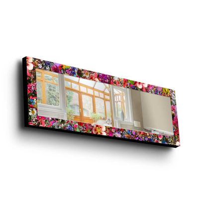 muur spiegel 120x40 cm grenen/bloemen