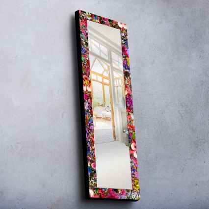 muur spiegel 120x40 cm grenen/bloemen