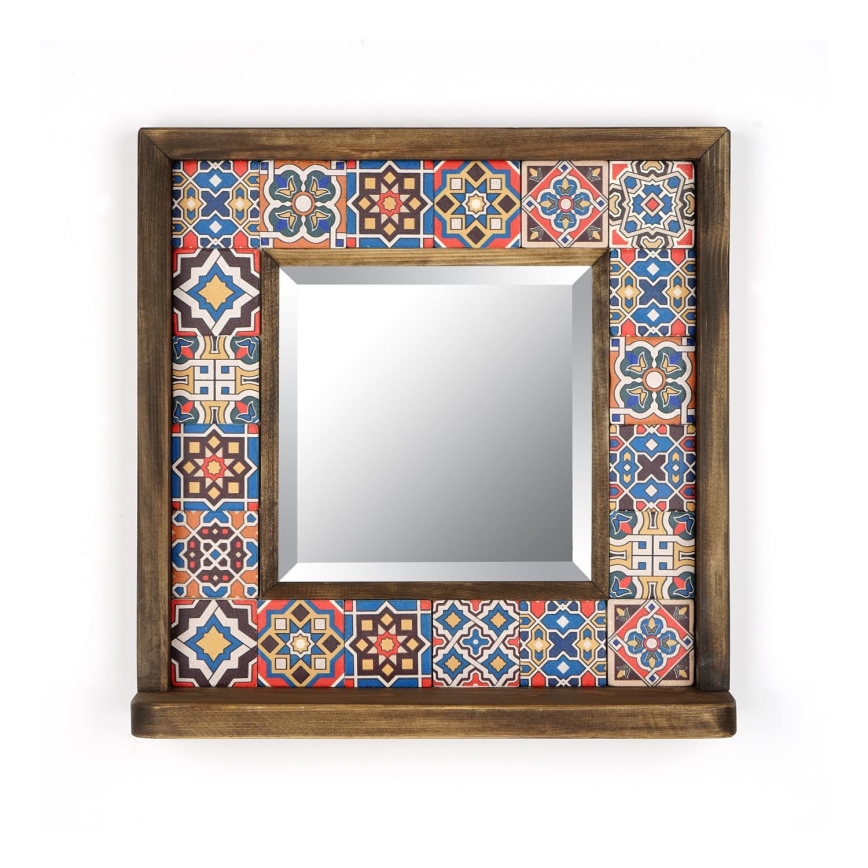 muur spiegel 33x32,5 cm grenen/rood