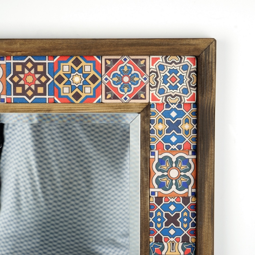 muur spiegel 33x32,5 cm grenen/rood
