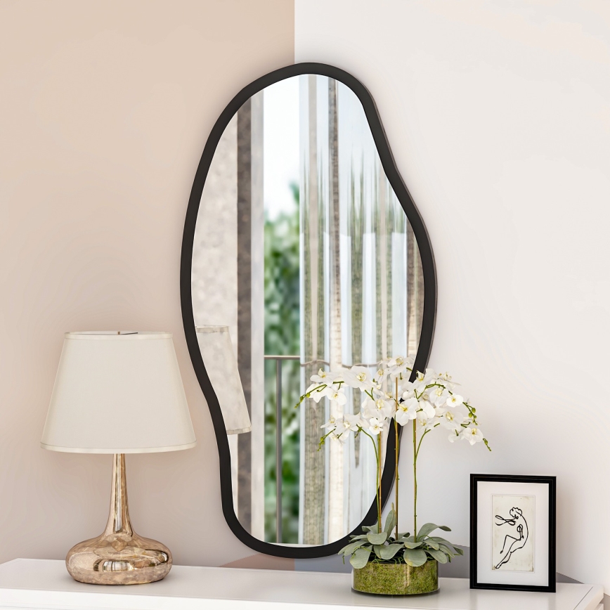 muur spiegel COULDY 85x45 cm zwart