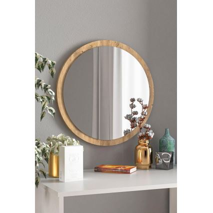 muur spiegel diameter 45 cm grenen atlantic