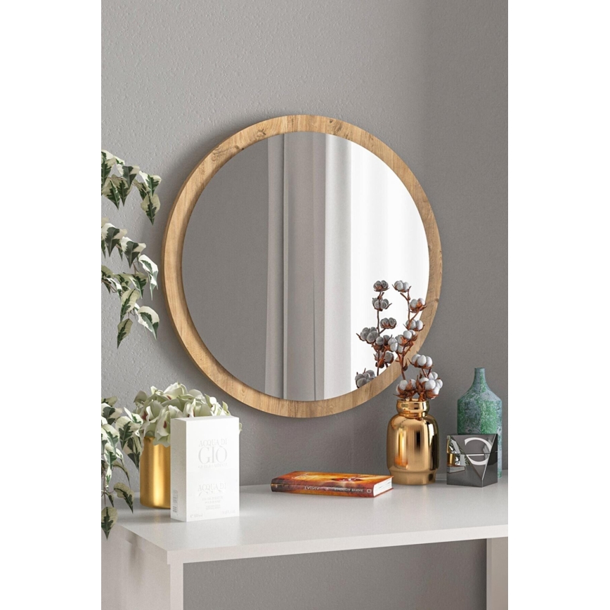 muur spiegel diameter 45 cm grenen atlantic