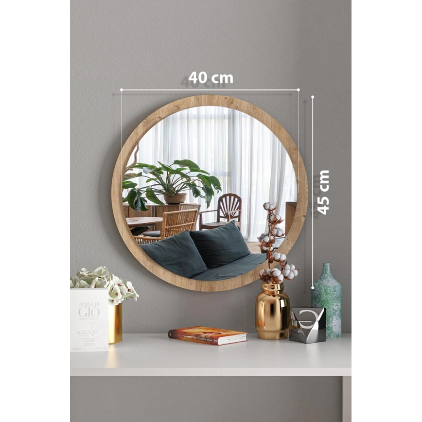 muur spiegel diameter 45 cm grenen atlantic