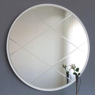 muur spiegel diameter 60 cm wit