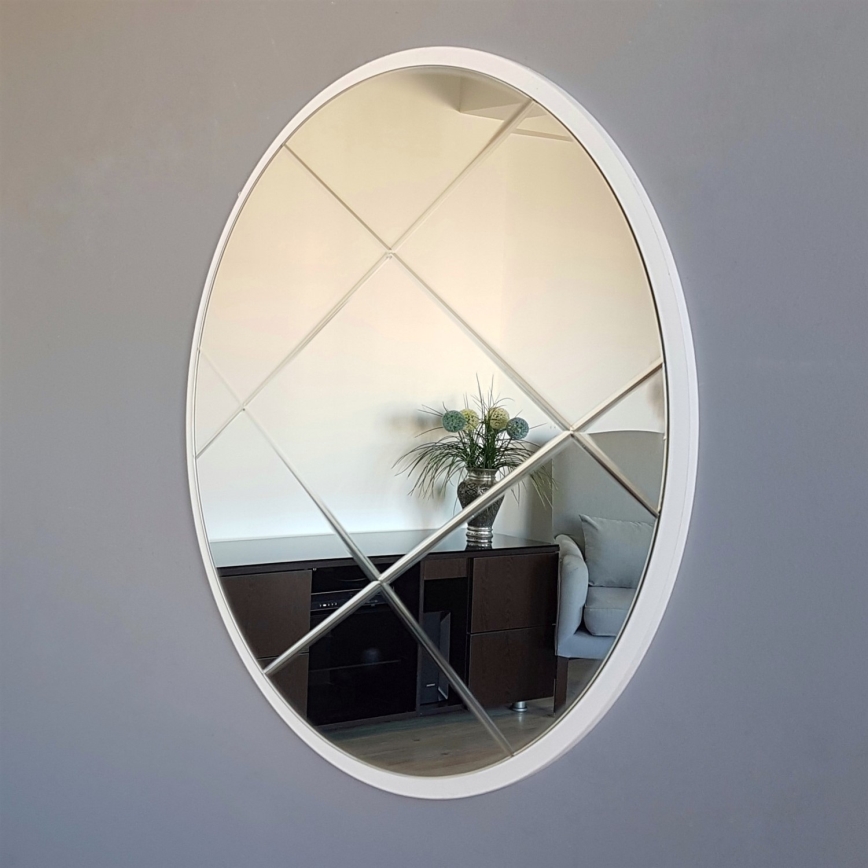 muur spiegel diameter 60 cm wit