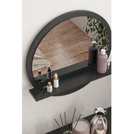 muur spiegel met een plank 45x45 cm zwart