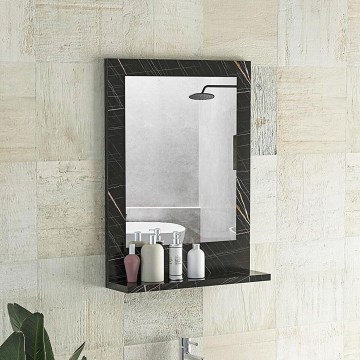 muur spiegel met een plank 60x45 cm zwart