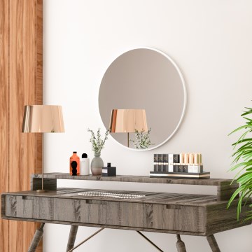 muur spiegel ROYAL diameter 59 cm wit