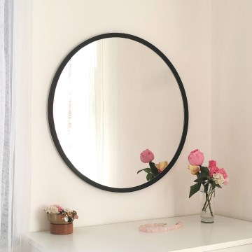 muur spiegel SIYAH diameter 60 cm zwart