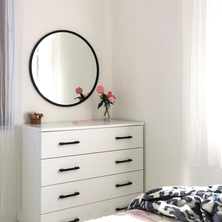 muur spiegel SIYAH diameter 60 cm zwart