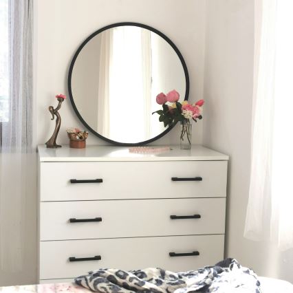 muur spiegel SIYAH diameter 60 cm zwart