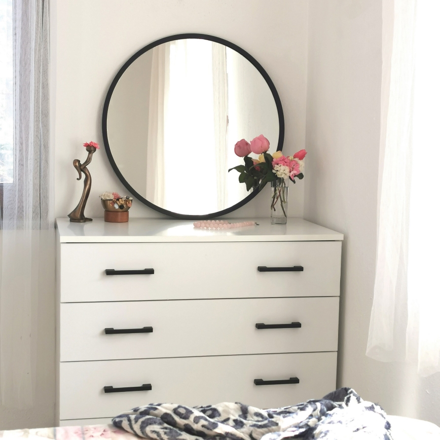 muur spiegel SIYAH diameter 60 cm zwart