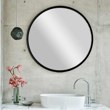 muur spiegel SIYAH diameter 60 cm zwart