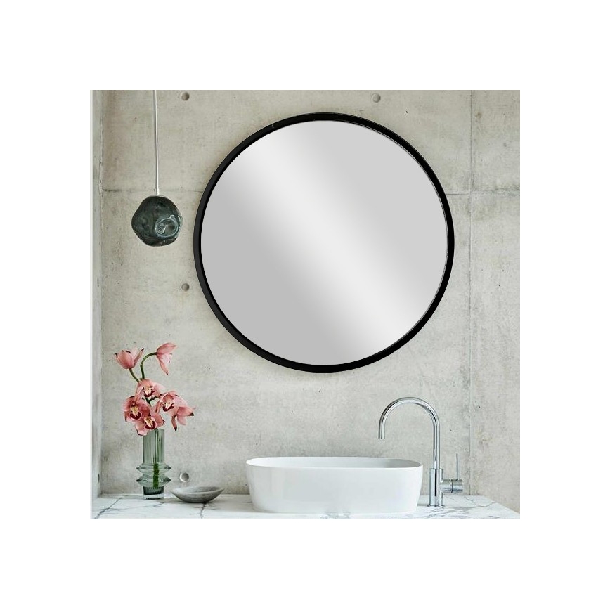 muur spiegel SIYAH diameter 60 cm zwart