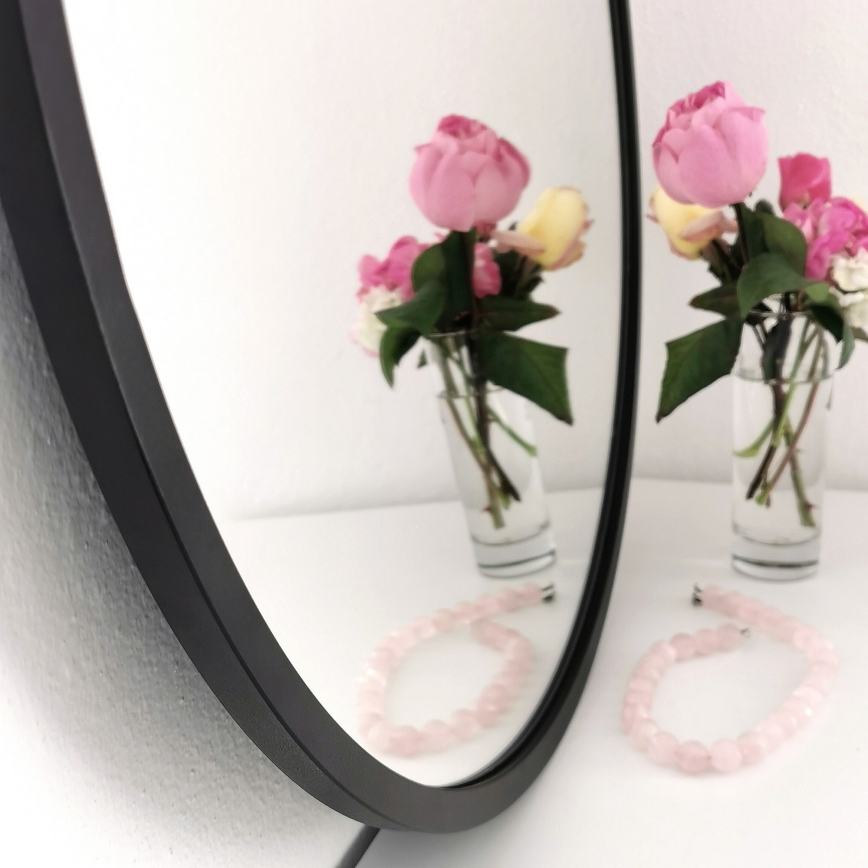 muur spiegel SIYAH diameter 60 cm zwart