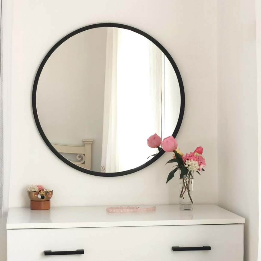 muur spiegel SIYAH diameter 60 cm zwart