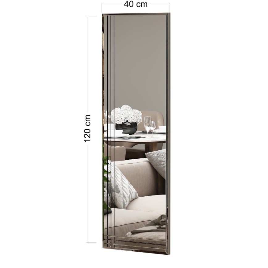muur spiegel TRIO 120x40 cm glanzend chroom