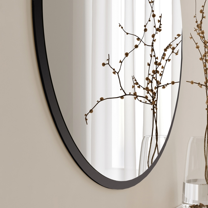 muur spiegel YUVARLAK diameter 60 cm zwart