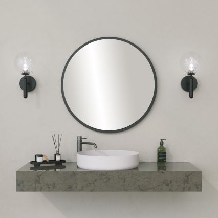 muur spiegel YUVARLAK diameter 60 cm zwart