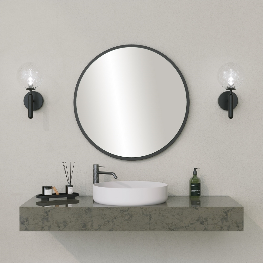 muur spiegel YUVARLAK diameter 60 cm zwart
