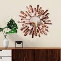 muur spiegel ZON diameter 75 cm bruin